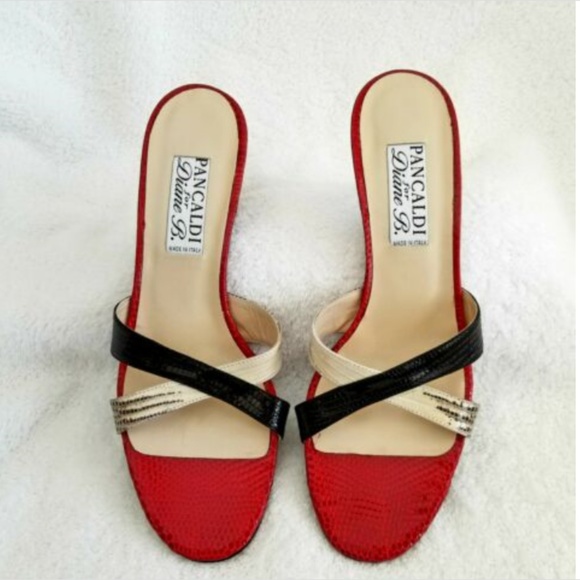 New Pancaldi Snake Strap Sandals 9.5AA Kitten Heel - Picture 4 of 8